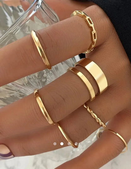 Geometric Ring Set 018 // Gold