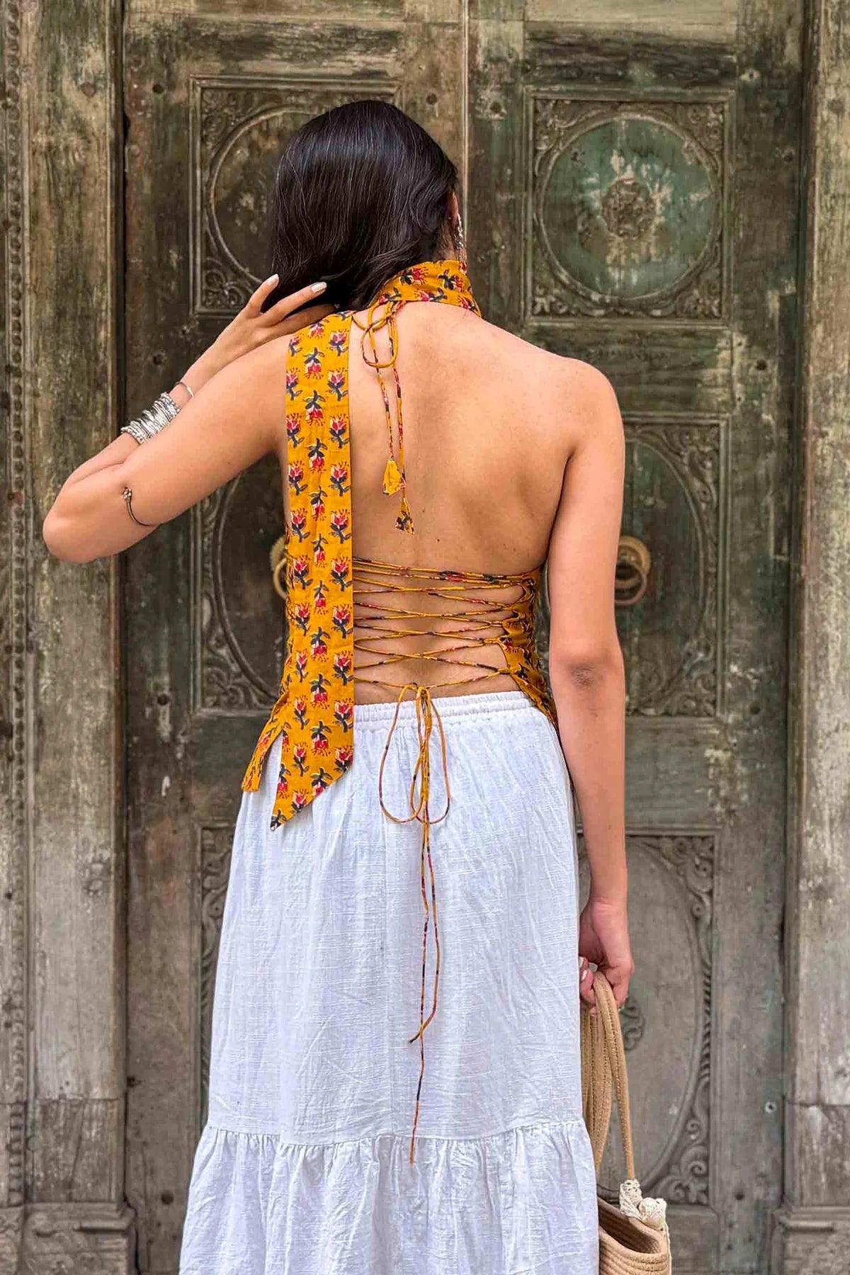 Munni Backless Cotton Top // Yellow
