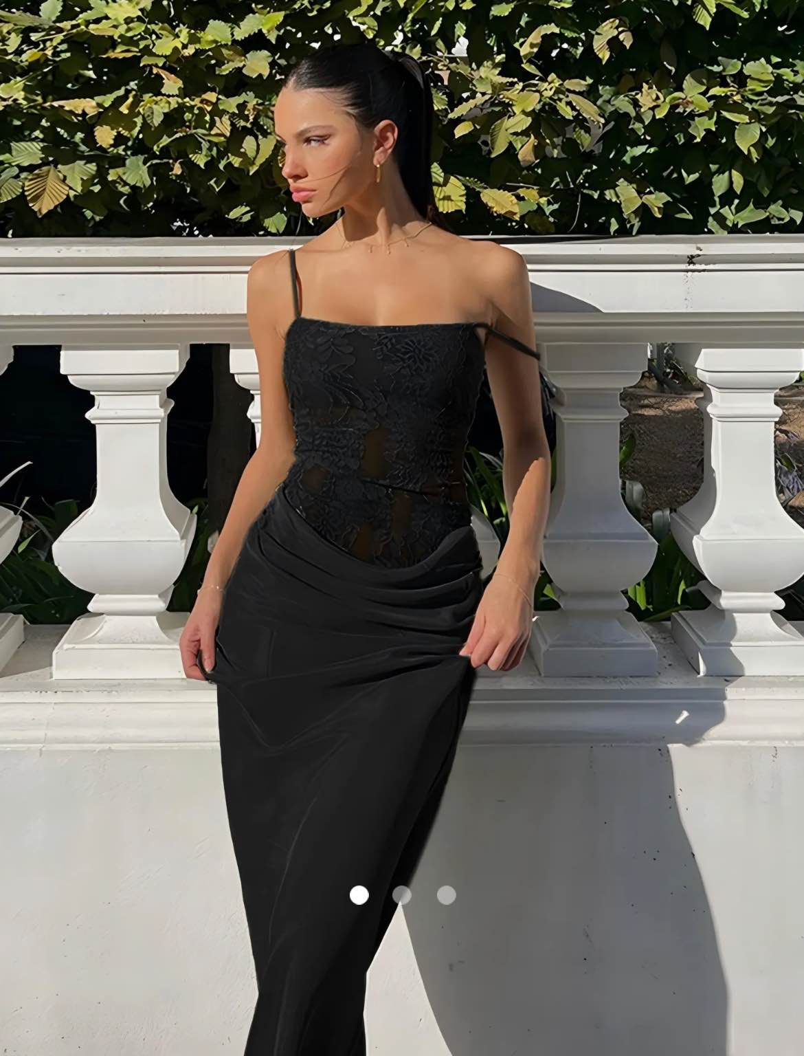 Lace Trimmed Dress // Black