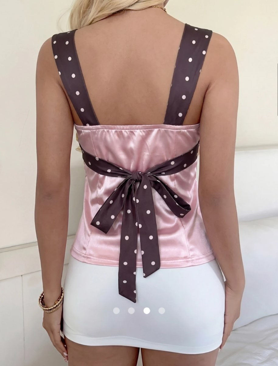Tie Up Tank Top // Brown Pink
