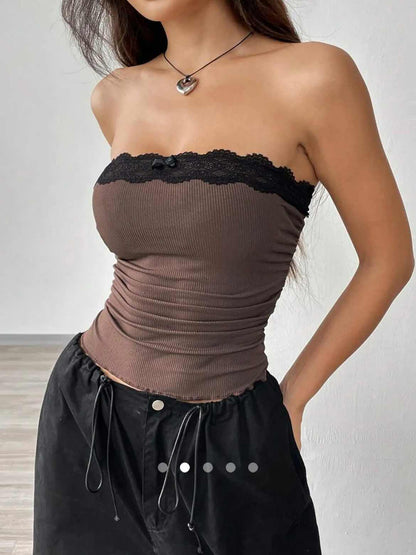 Lace Tube Top // Brown