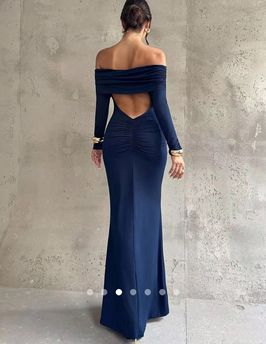 Backless Fishtail Dress // Navy