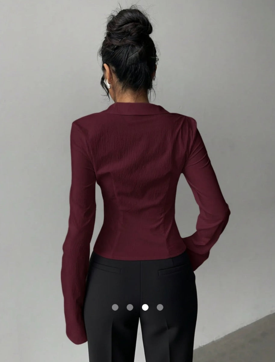 Modern Chic Fitted Shirt // Burgundy