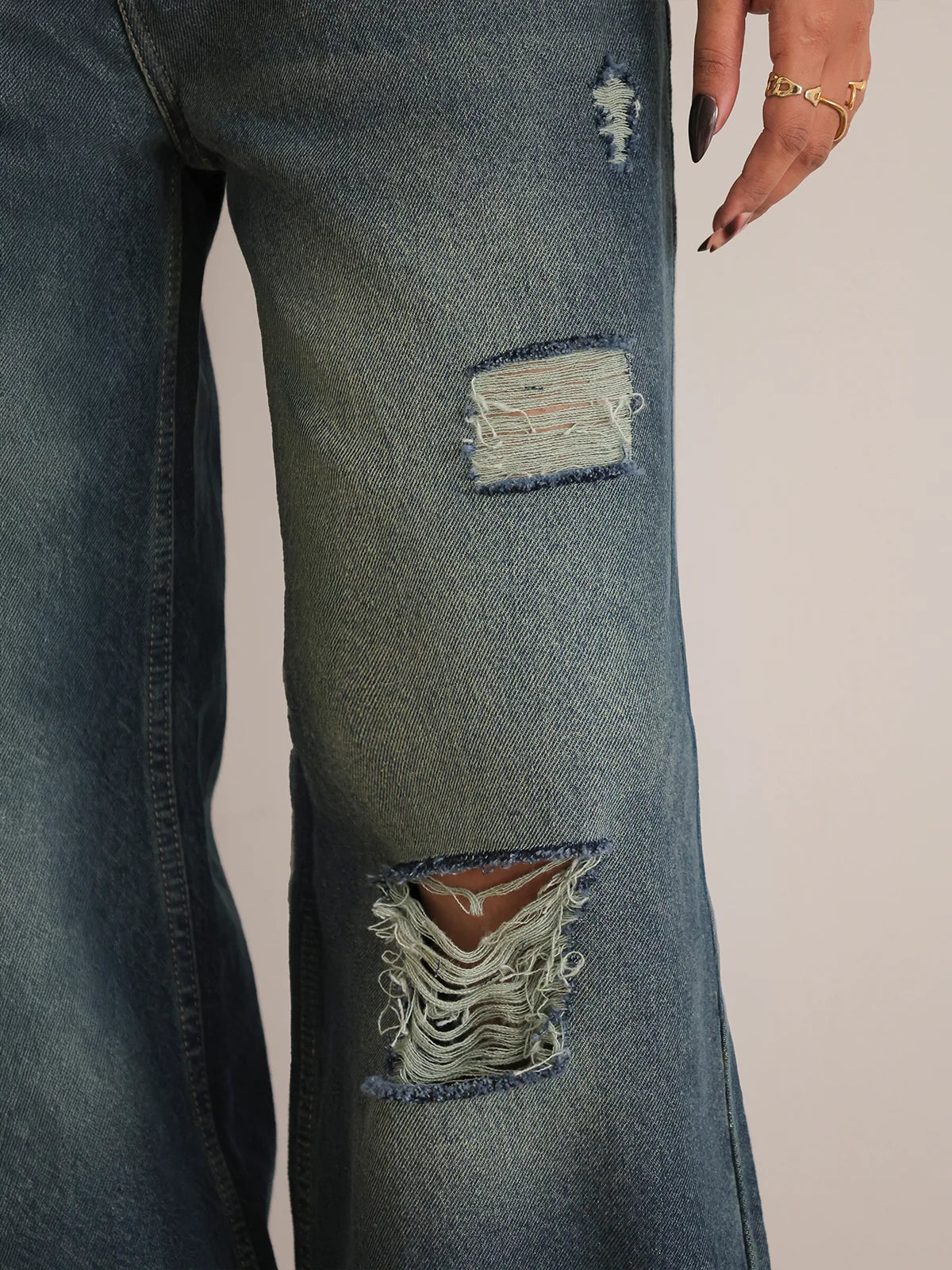 Northern Blue // Ripped Ultra Wide Leg Jeans