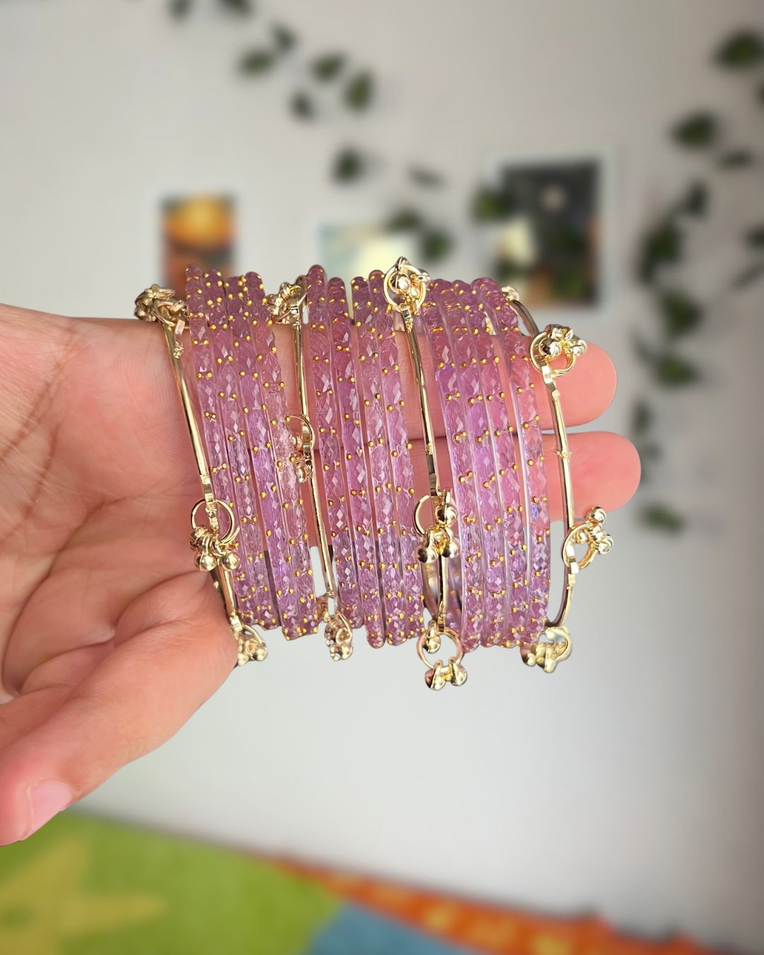 Purple // Rain Drop 12 Bangles + 4 Ghungroo Set