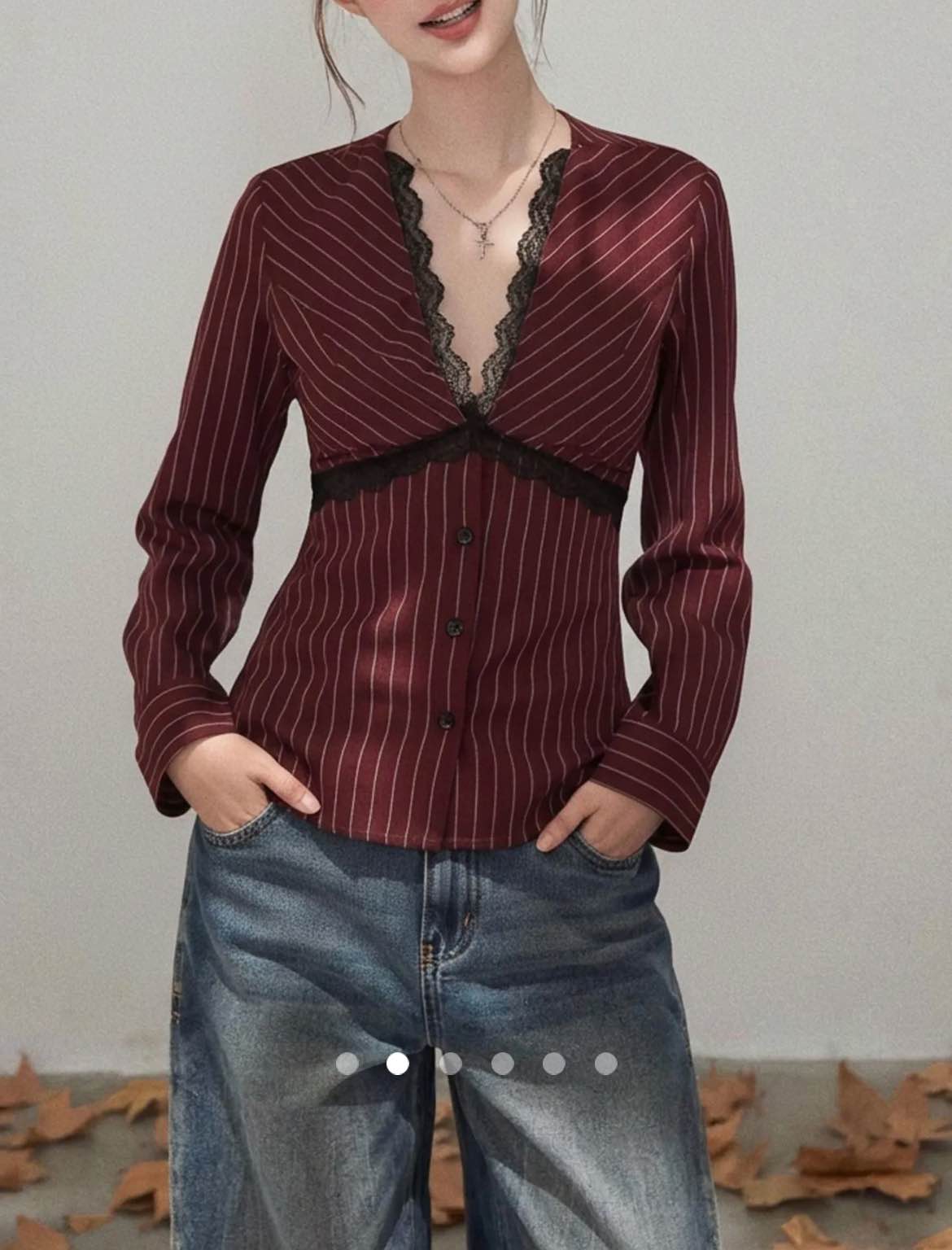 Lace Trimmed Blouse // Burgundy