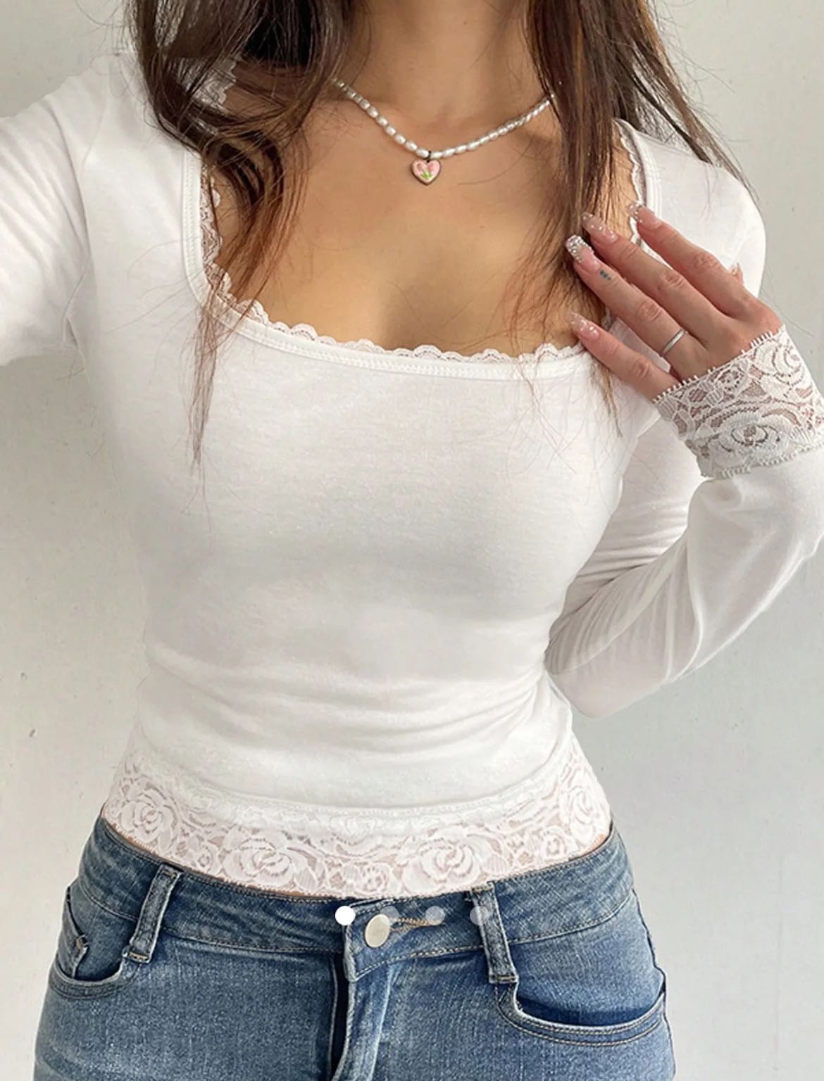 Lace Trimmed Top 002 // White