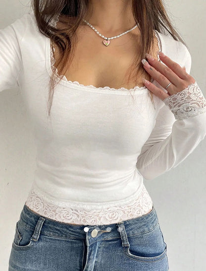 Lace Trimmed Top 002 // White