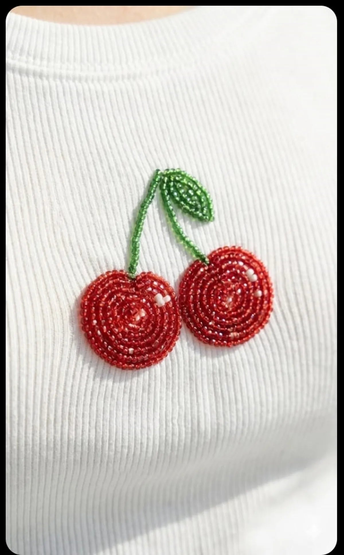 Cherry Beaded Tank Top // White