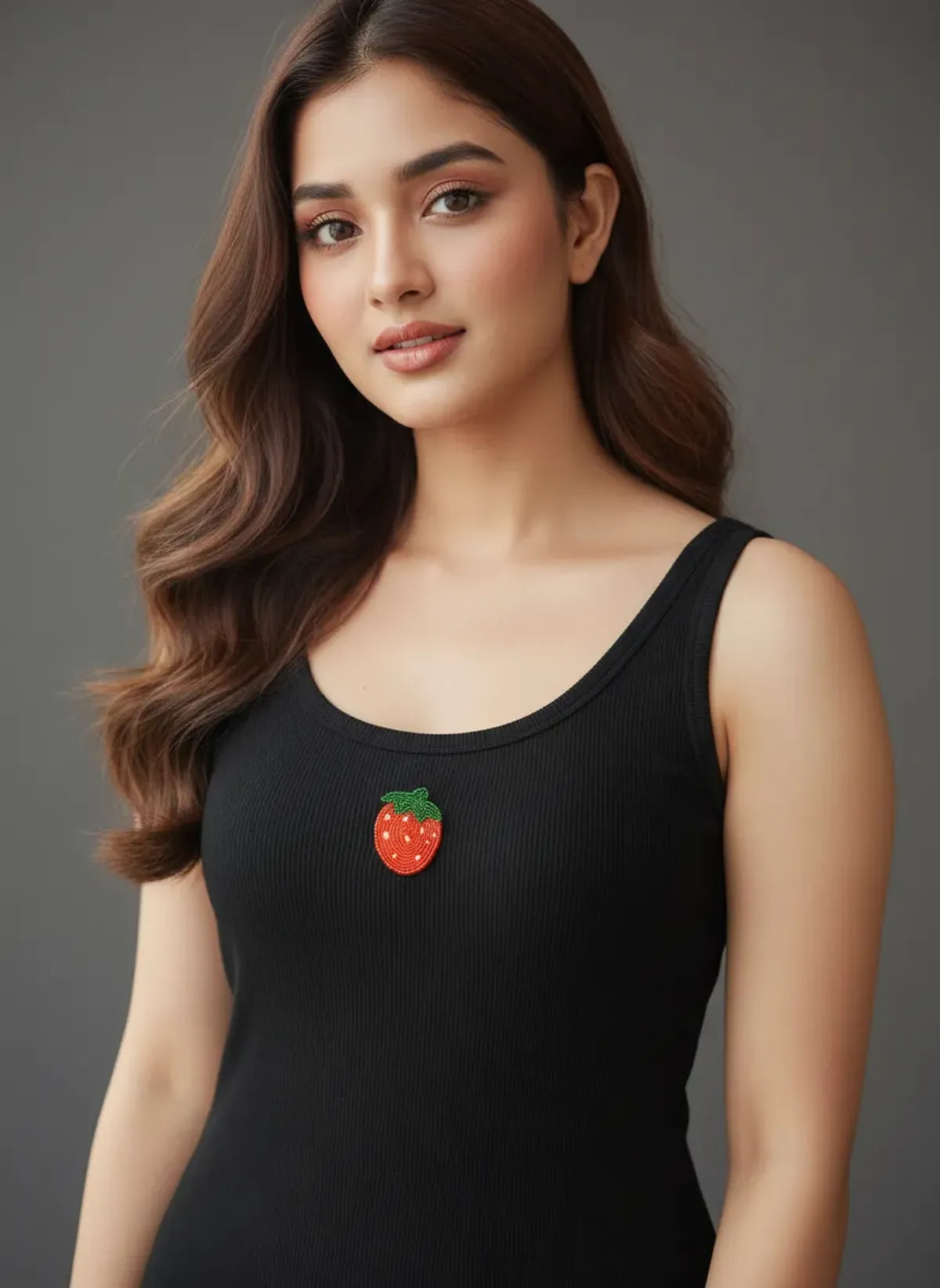 Strawberry Beaded Tank Top // Black