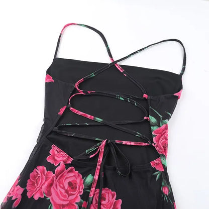 Floral Slip Dress // Black