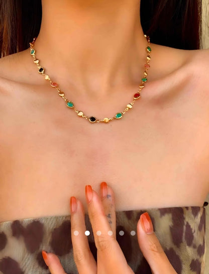 Rhinestone Necklace 020 // Gold