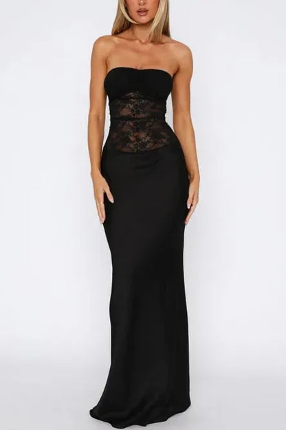 Tube Lace Maxi Dress // Black
