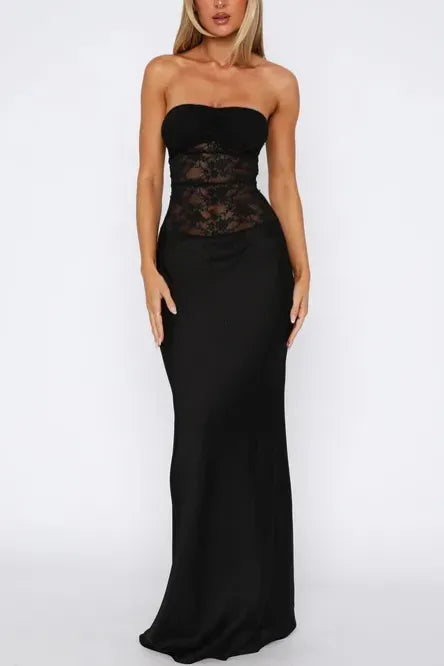 Tube Lace Maxi Dress // Black