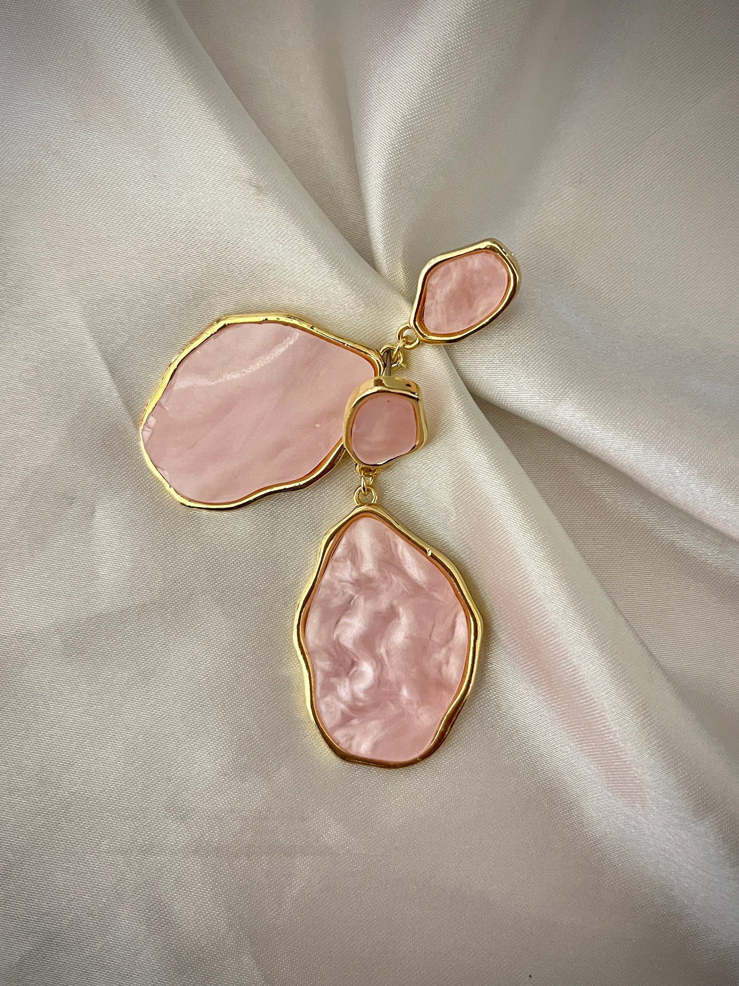 Asymetric Dangle Earrings // Pink