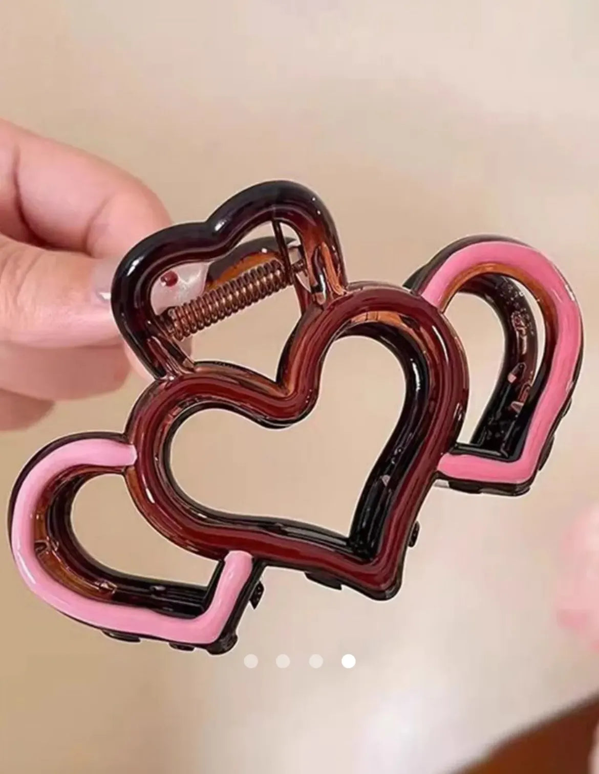 Heart Hair Clip // Red-Pink