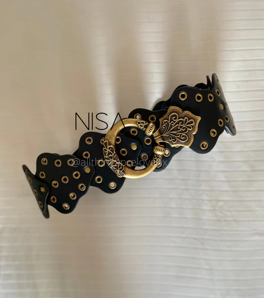 Antique Buckle Waist Belt // Black