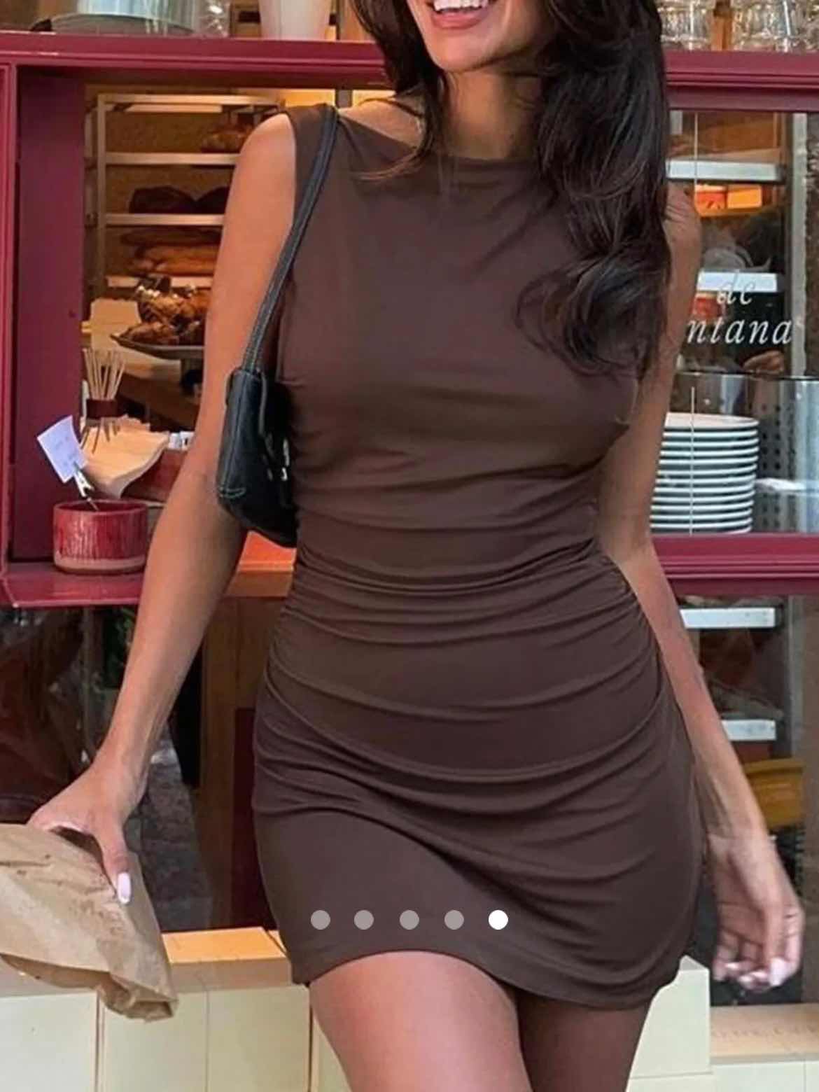 Open Back Mini Dress // Brown