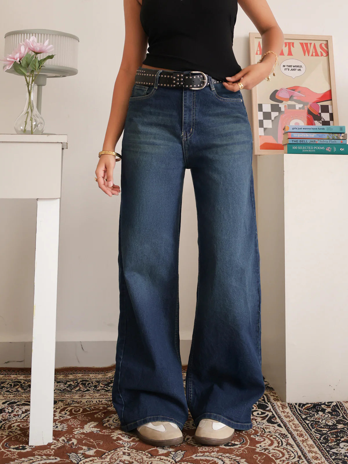 Celestial Blue // Luxe Tinted Stretchable Wide Leg Jeans