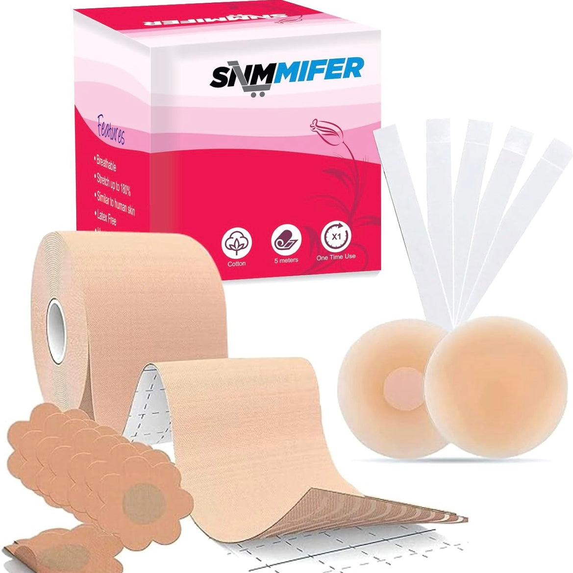 Kit // Boob Tape + 1 Pair Reusable Nipple Stickers + 10 Nipple Pasties + 36 Double Sided Tape