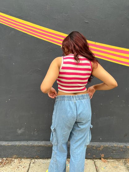 Striped Crop Top // Pink