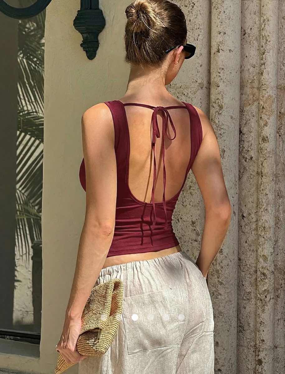 Backless Tank Top // Burgundy