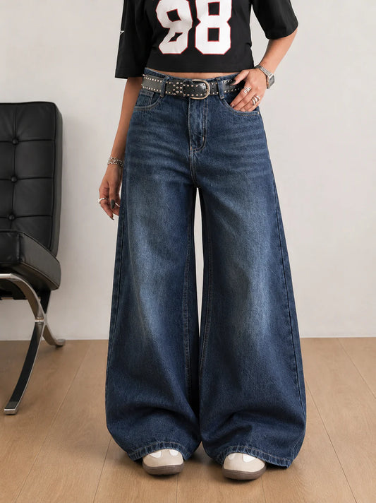 Deep Ocean Blue // Washed Ultra Wide Leg Jeans