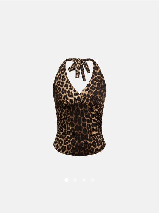 Gathered Halter Top // Leopard Print