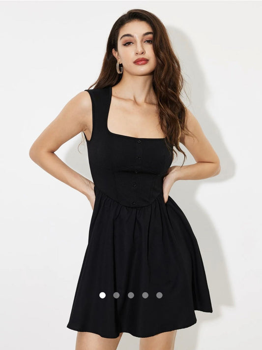 Buttoned Mini Dress // Black