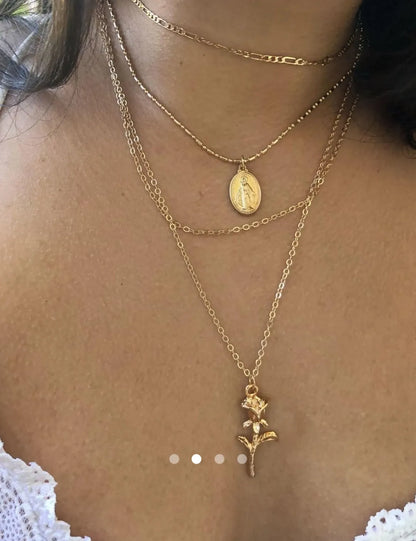 Flower Multi Layer Necklace 031 // Gold