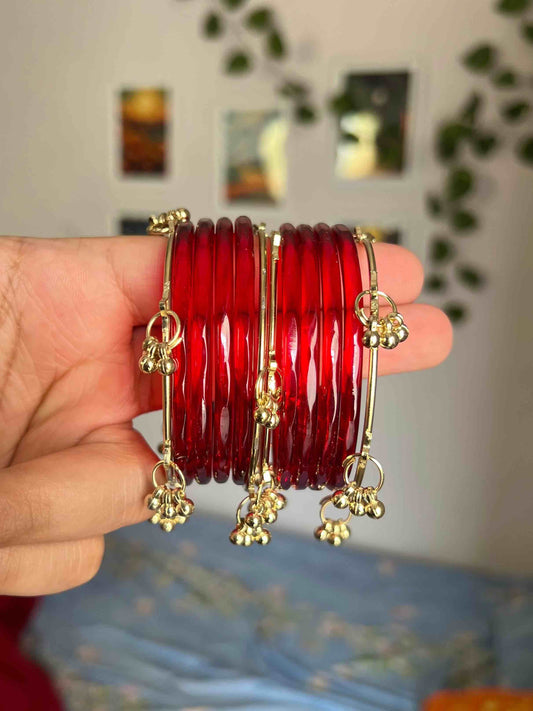 Red // Jelly Bangles with Ghungroo 8+4