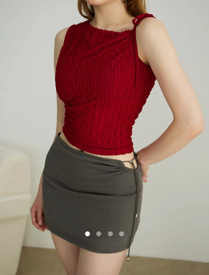 Textured Tie-up Top // Rich Red