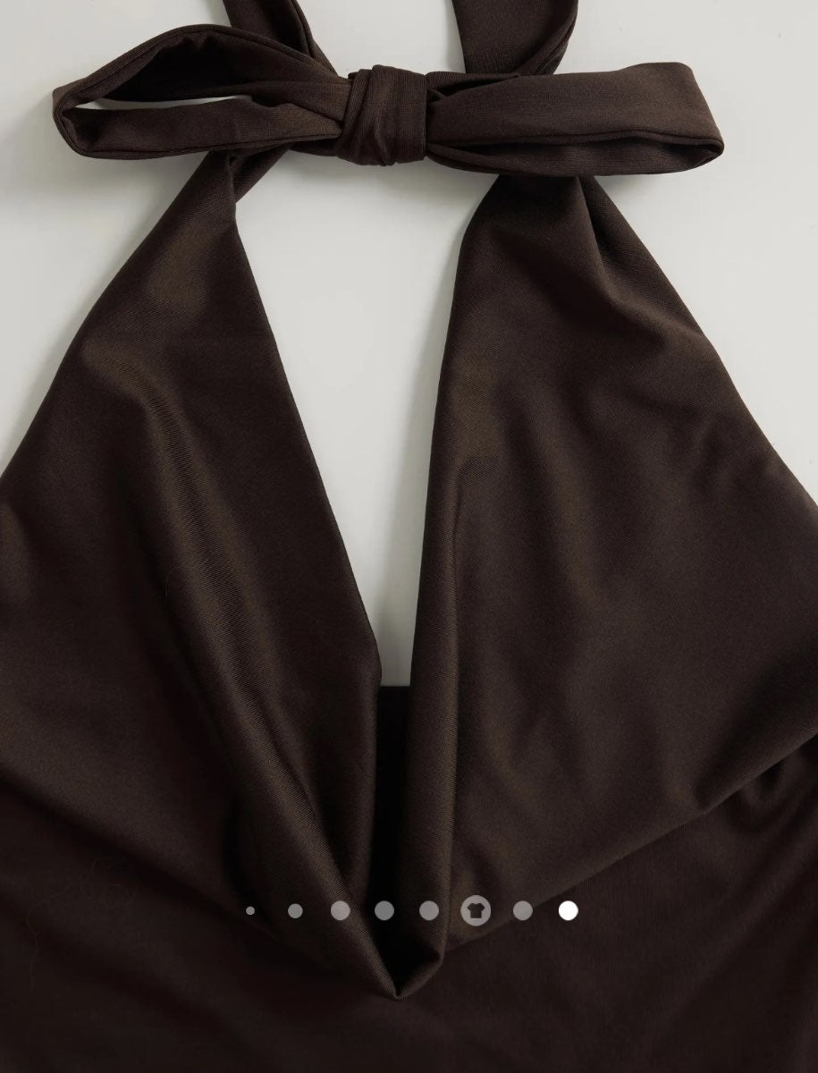 Gathered Halter Top 001 // Brown