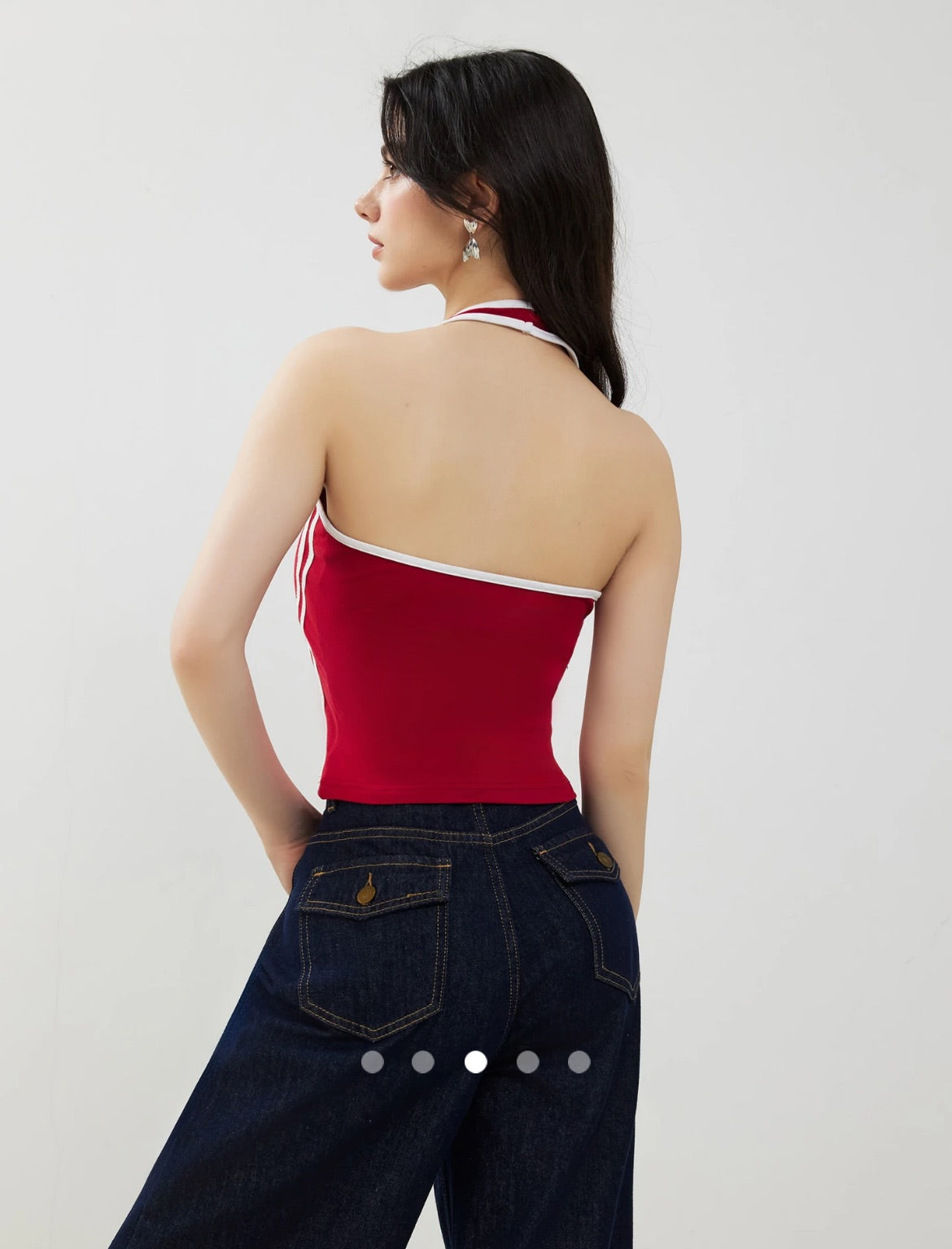 Halter Neck Top // White-Red
