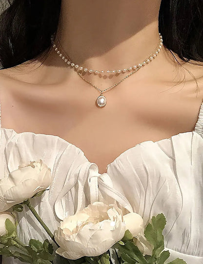 Pearl Multi Layer Necklace 028 // Gold