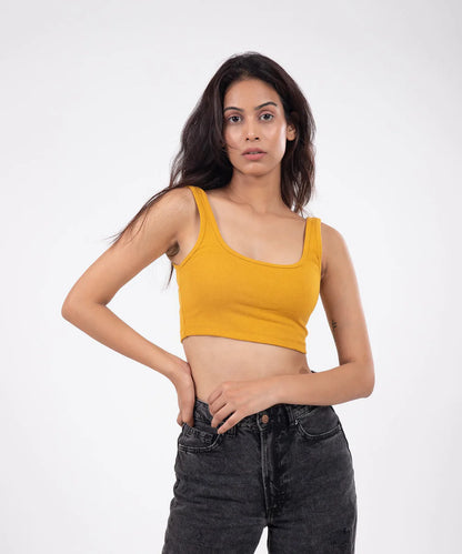 TheBTclub // Ribbed Crop Top - Mustard