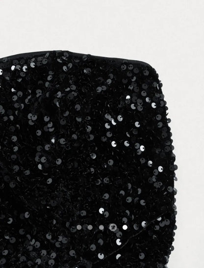 Sequinned Tube Dress // Black