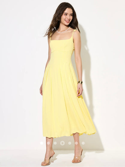 Draped A-Line Dress // Butter Yellow