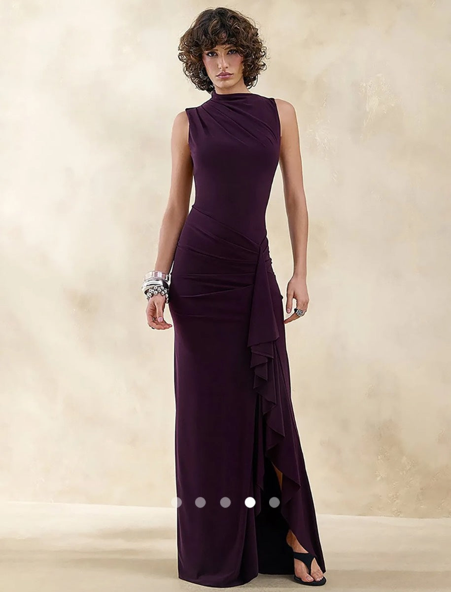 Draped Cocktail Dress // Dark Purple