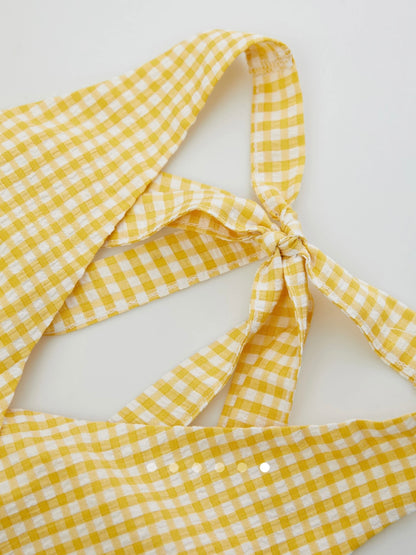 Gingham Halter Neck Top // Yellow