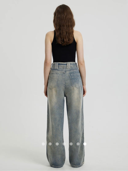 High Waist Straight Leg Jeans // Green