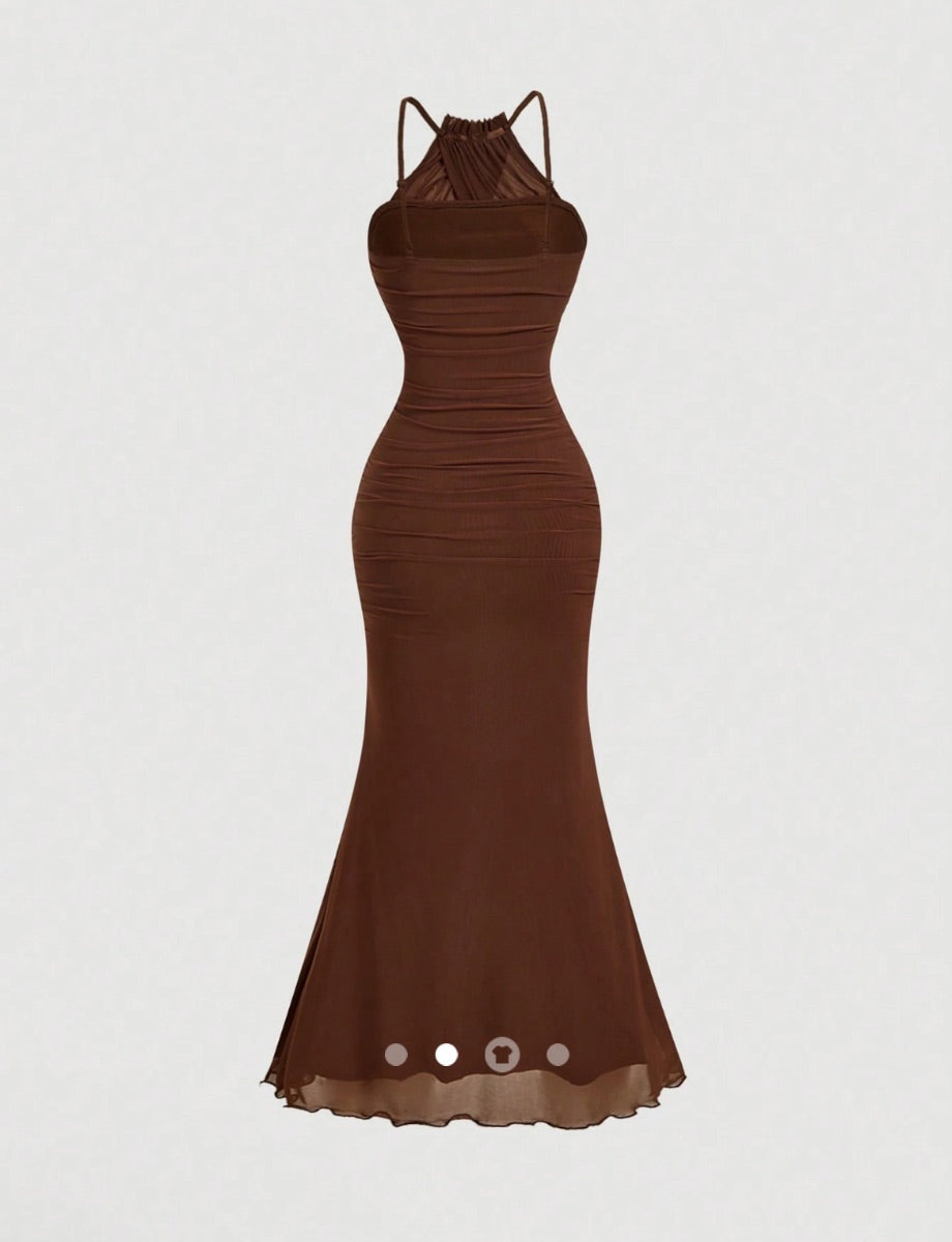 Backless Fishtail Dress // Chocolate