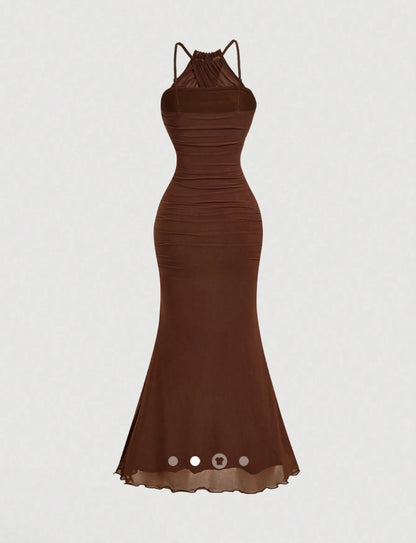 Backless Fishtail Dress // Chocolate