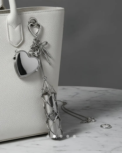 Heart Bag Charm // Silver