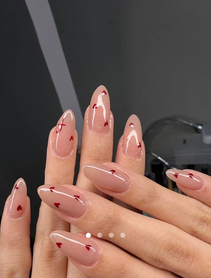 Heart Artificial Nails // Apricot-Red