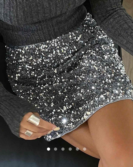 Sequin Skirt // Silver