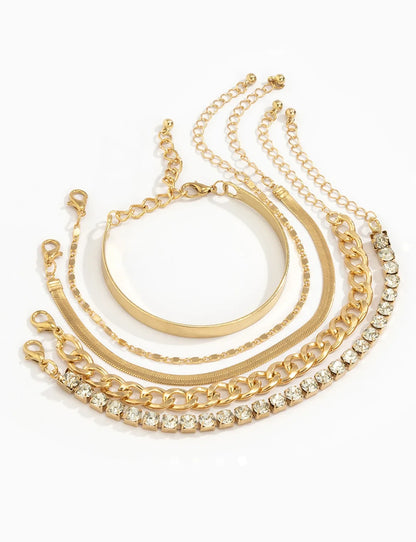 Rhinestone Bracelet Set 004 // Gold