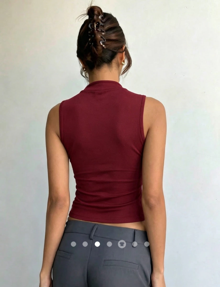 Button Tank Top // Burgundy