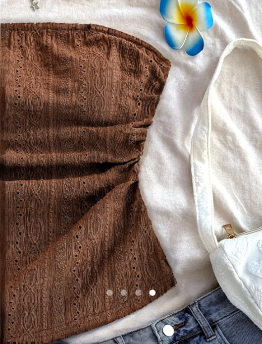 Asymmetric Tube Top // Brown