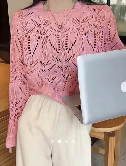 Cable Knit Pullover // Pink